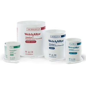Welch Allyn Trimline Adult Disposable Blood Pressure Cuff with Male Bayonet, 20/Case