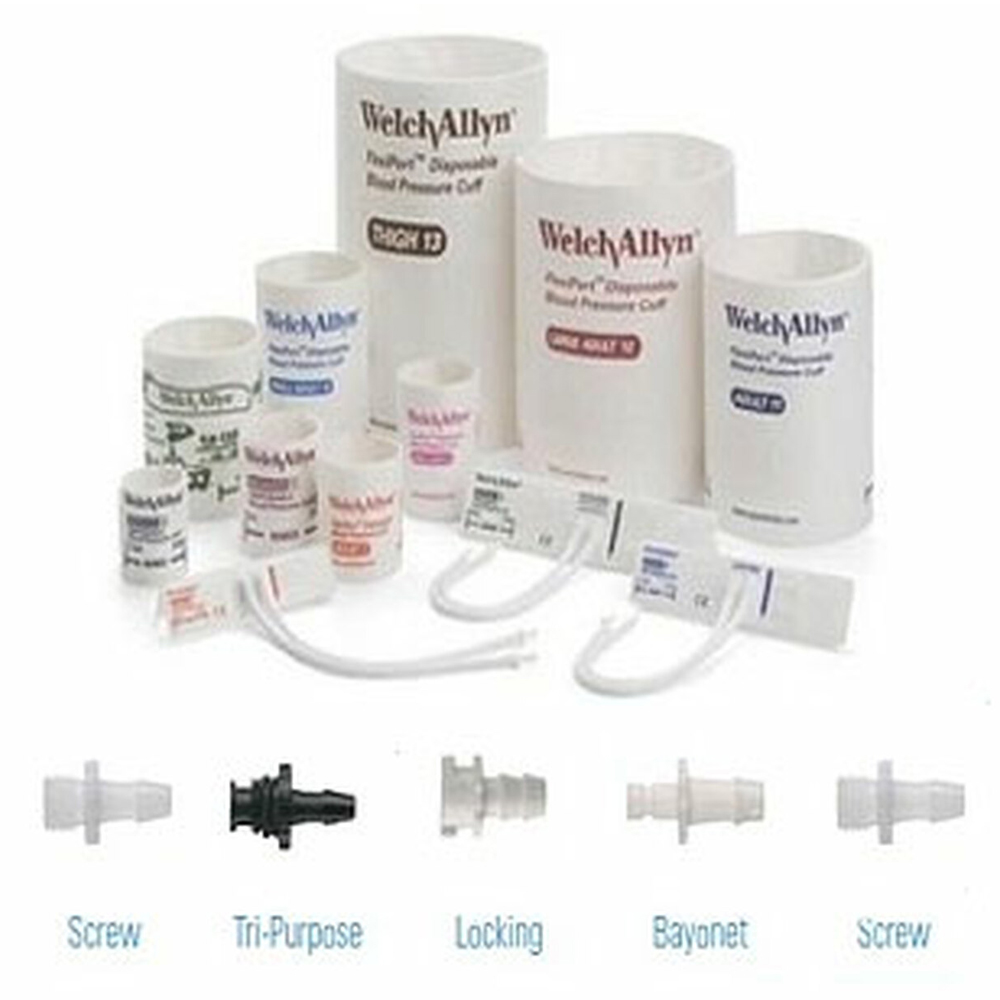 Welch Allyn Flexiport Soft Thigh Disposable Blood Pressure Cuff with 2-Tubes, Screw Connector, 20/Pack