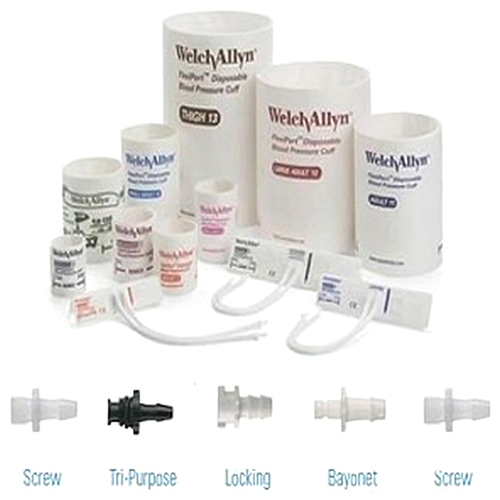 Welch Allyn Flexiport Soft Infant Disposable Blood Pressure Cuff with 2-Tubes, Screw Connector, 20/Pack
