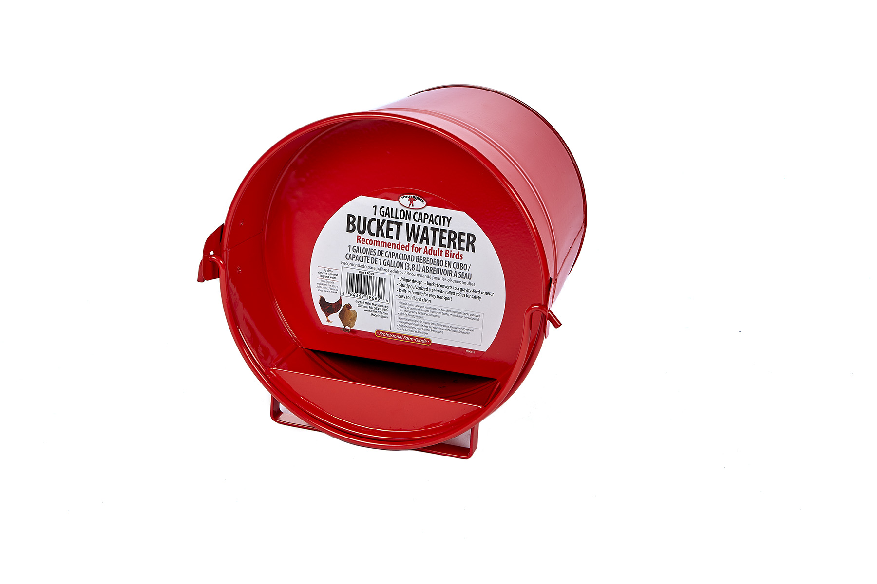 1 Gallon Painted Galvanized Bucket Waterer for Poultry