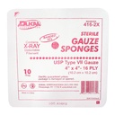 Dukal 4 x 4 inch 16-Ply X-Ray Detectable Type VII Sterile Gauze Sponges, 1280/Pack