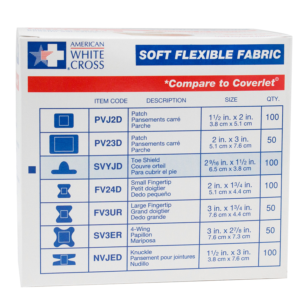 Dukal American White Cross 1-1/2 x 2-9/16 inch Soft Flexible Fabric Adhesive Bandages, 1200/Pack