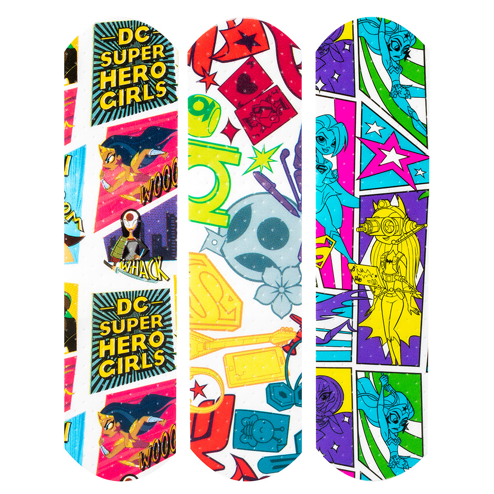 Dukal American White Cross 3/4 x 3 inch DC Super Hero Girls Adhesive Kid Design Bandages, 1200/Pack
