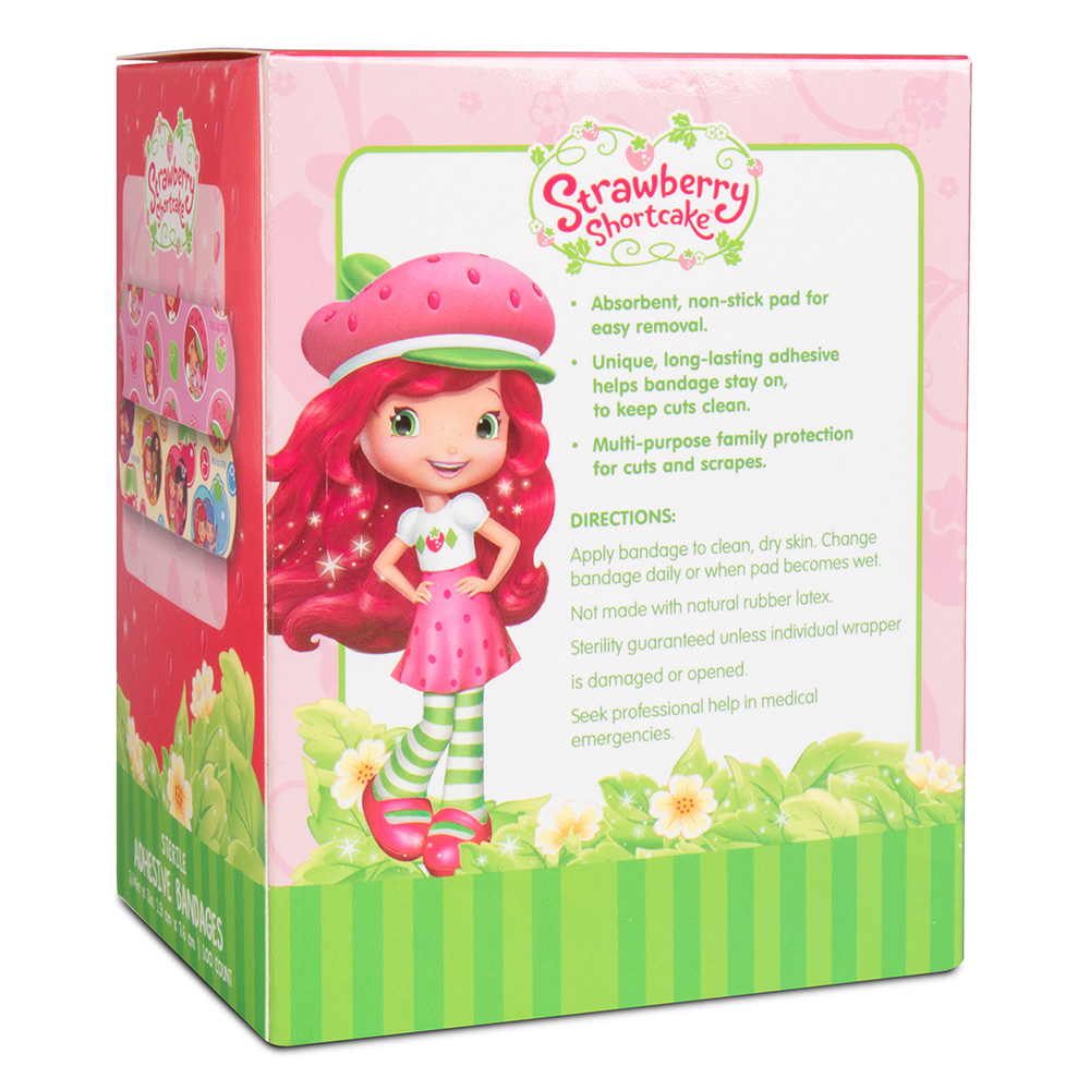 Dukal American White Cross 3/4 x 3 inch Strawberry Shortcake Adhesive Kid Design Bandages, 1200/Pack