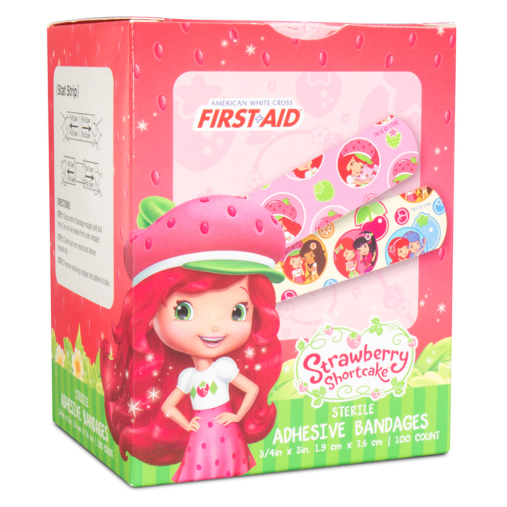 Dukal American White Cross 3/4 x 3 inch Strawberry Shortcake Adhesive Kid Design Bandages, 1200/Pack