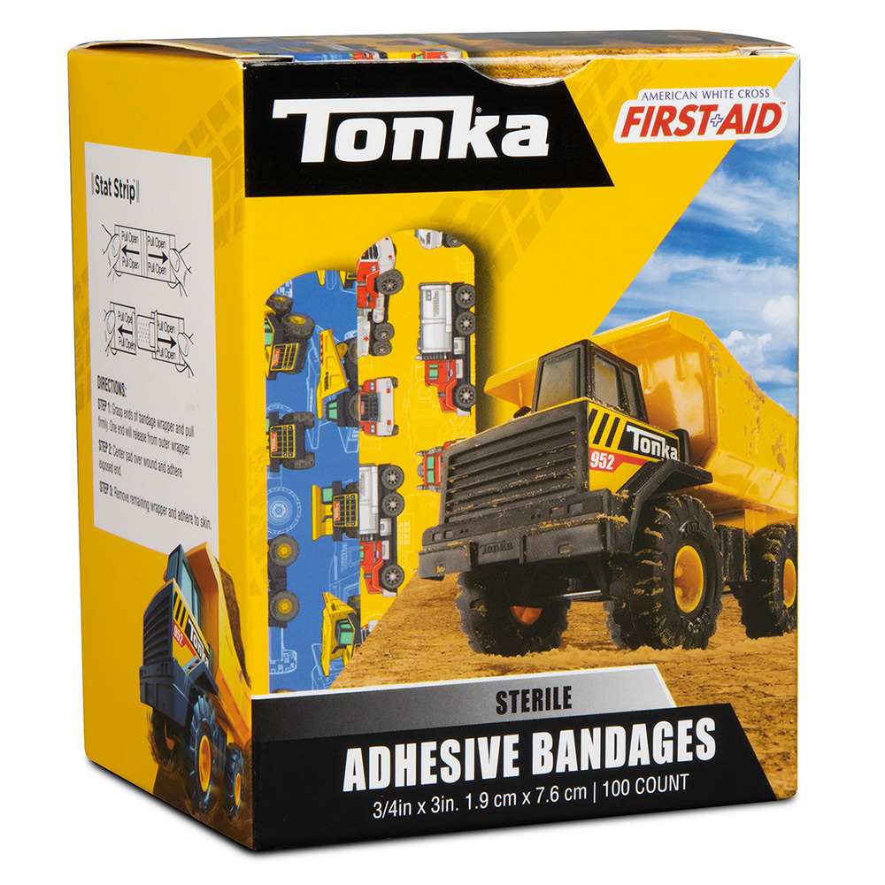 Dukal American White Cross 3/4 x 3 inch Tonka Adhesive Kid Design Bandages, 1200/Pack