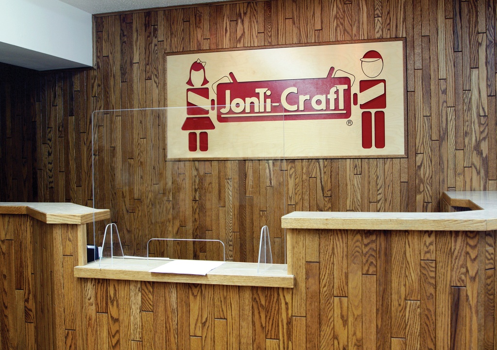 Jonti-Craft® See-Thru Table Divider Shields - 2 Station with Opening - 30" x 8" x 23.5"