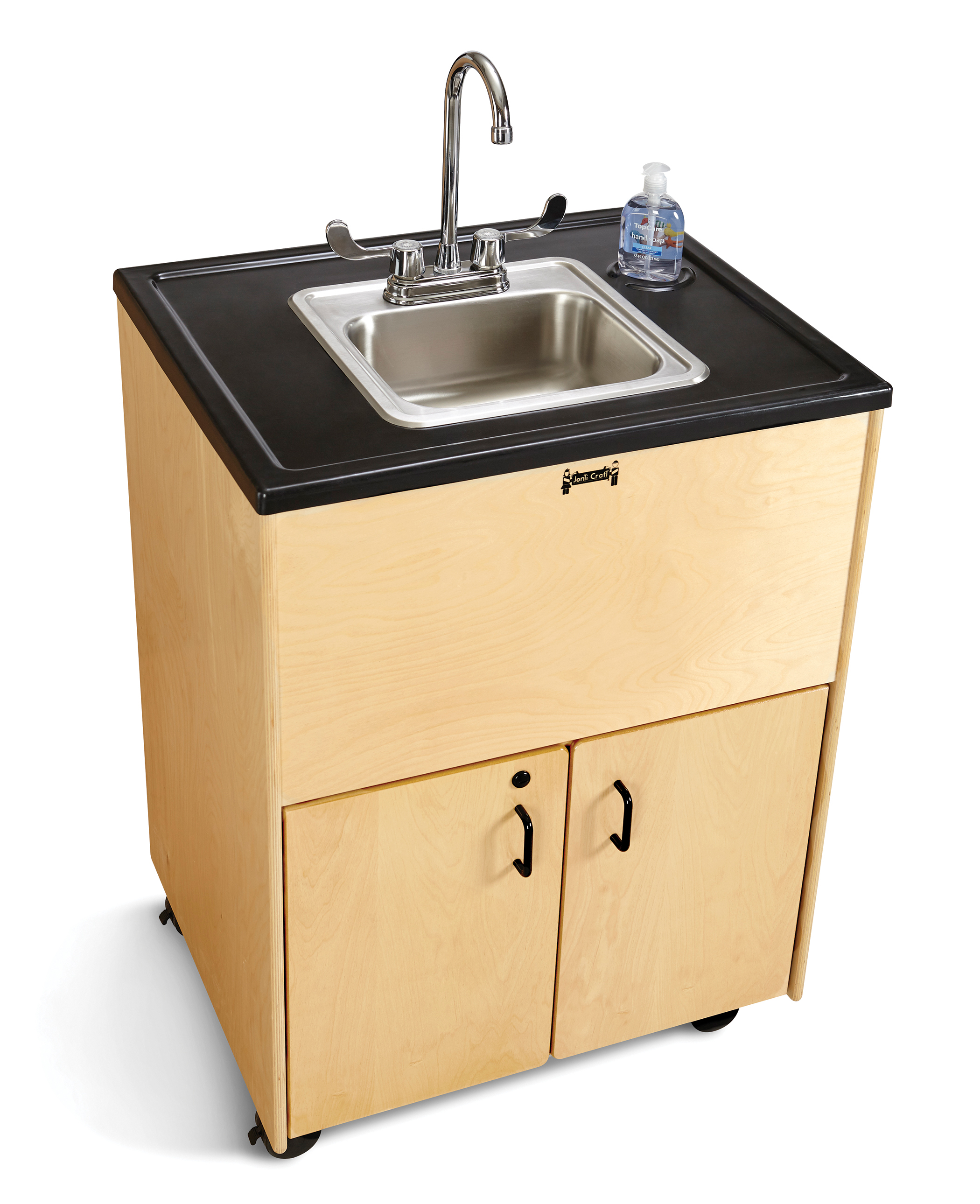 Jonti-Craft® Clean Hands Helper Portable Sink - 26&quot; Counter - Stainless Steel Sink