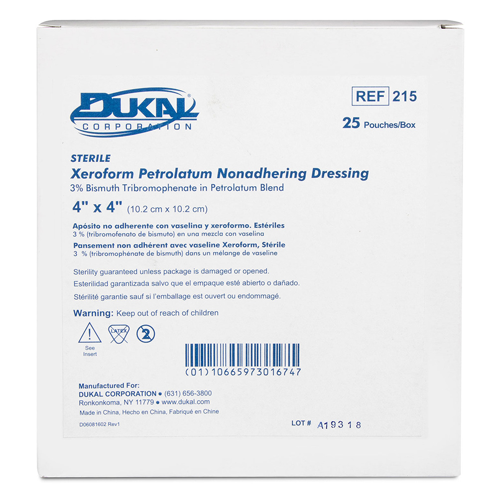 Dukal 4 x 4 inch Xeroform Dressing, 25/Pack