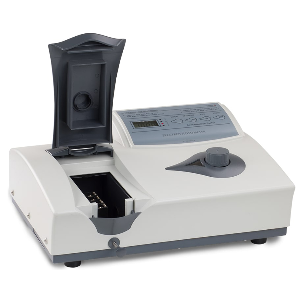 Unico Productivity Series 5 nm Bandpass Spectrophotometer in 220V, European Plug with 2 pcs of 10mm Square Glass Cuvettes, 12 pcs of 10mm Test Tubes, Dust Cover