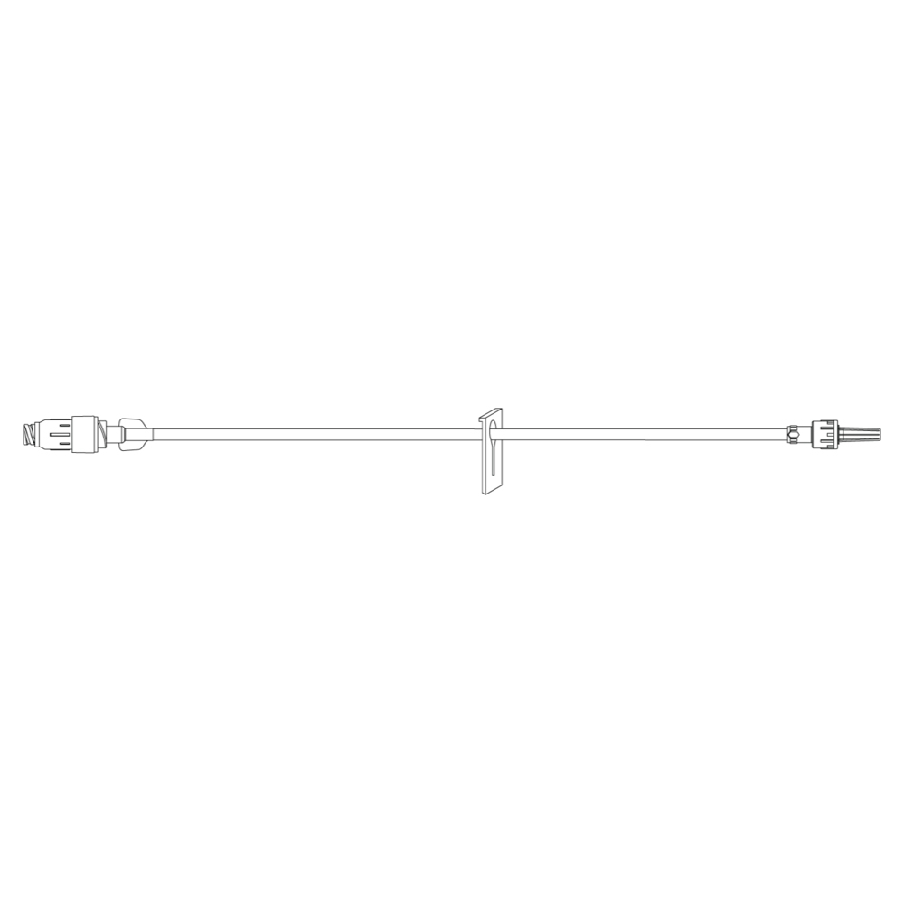 BD Minibore Pressure Rated Extension Set with Removable Maxplus Clear Needleless Connector, Non-Removable Slide Clamp and Male Spin Lock, 50/Pack