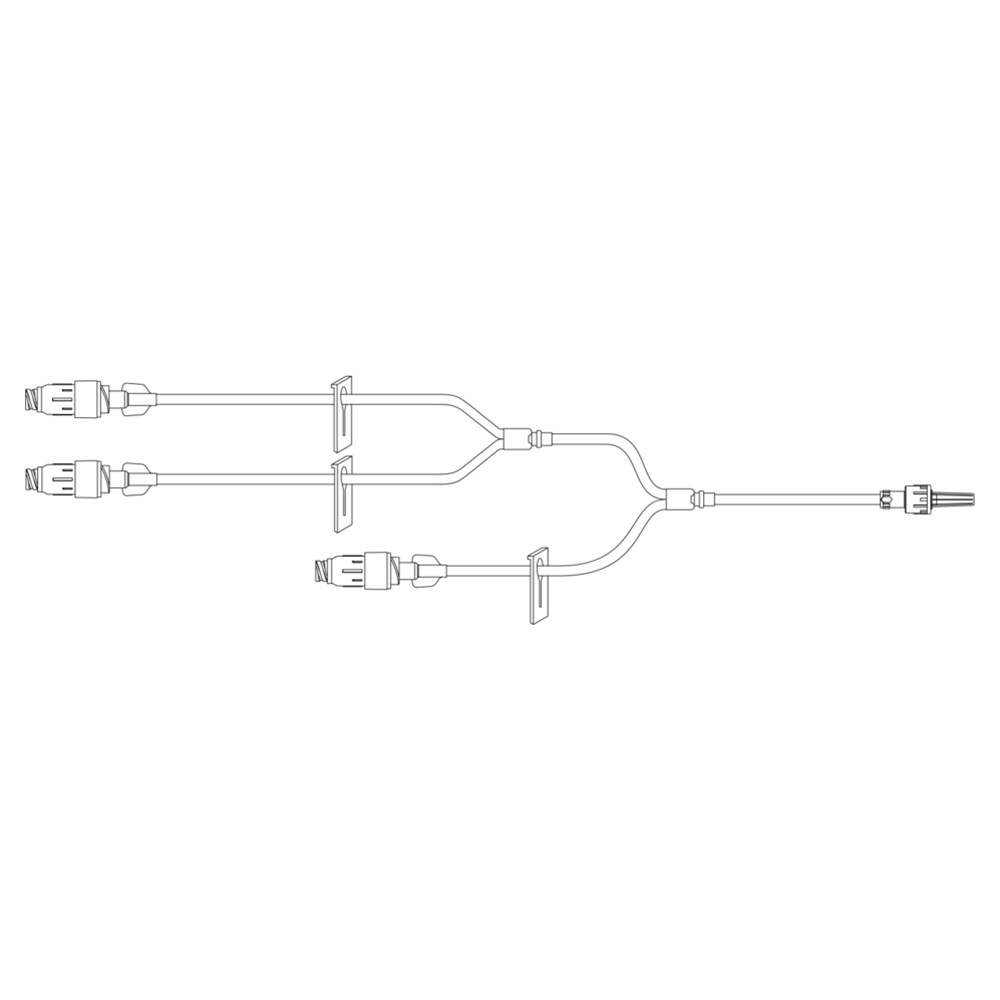 BD Minibore Tri-Fuse Extension Set with 3 Removable Maxplus Clear Connectors, 3 Removable Slide Clamps and Male Spin Lock, 50/Pack