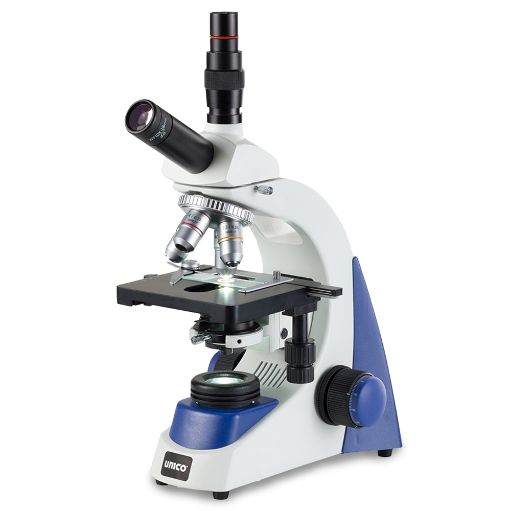 Unico Dual View WF10X/18 High-Eyepoint Eyepiece 4X/10X/40X/100X(oil) Semi-Plan Objective Microscope
