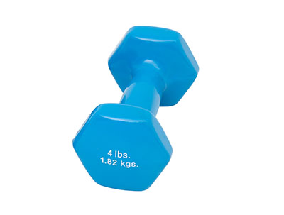 Fabrication CanDo 4 lb Vinyl Coated Cast Iron Dumbbell, Light Blue