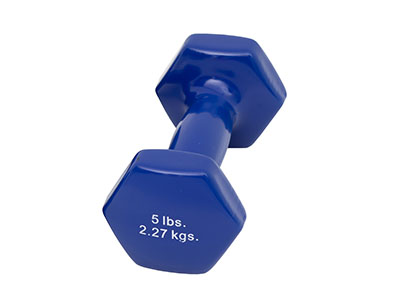 Fabrication CanDo 5 lb Vinyl Coated Cast Iron Dumbbell, Blue
