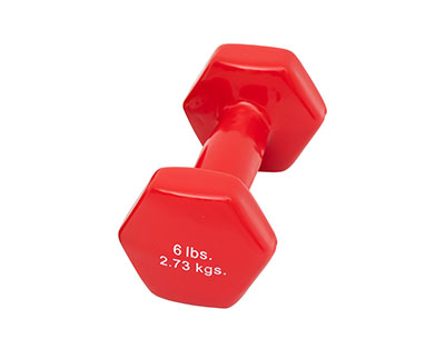 Fabrication CanDo 6 lb Vinyl Coated Cast Iron Dumbbell, Red