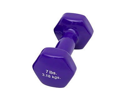 Fabrication CanDo 7 lb Vinyl Coated Cast Iron Dumbbell, Purple