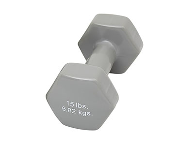 Fabrication CanDo 15 lb Vinyl Coated Cast Iron Dumbbell, Silver