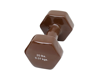Fabrication CanDo 20 lb Vinyl Coated Cast Iron Dumbbell, Brown