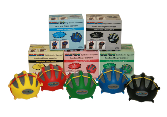 Fabrication CanDo Digi-Extend n’ Squeeze Medium Heavy Hand Exercisers, Assorted Color, 5 Pieces/Pack