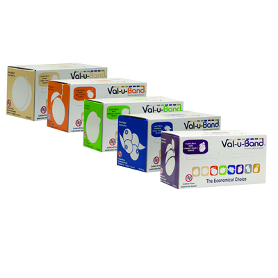 Fabrication CanDo Val-u-Band 6 yd Latex-Free Exercise Band Dispenser Rolls, Assorted Color, 5 Pieces/Pack