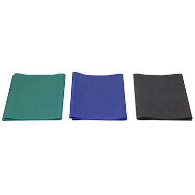 Fabrication CanDo 4 ft Latex Free Moderate Exercise Band w/ PEP Pack, Assorted Color, 3 Pieces/Pack