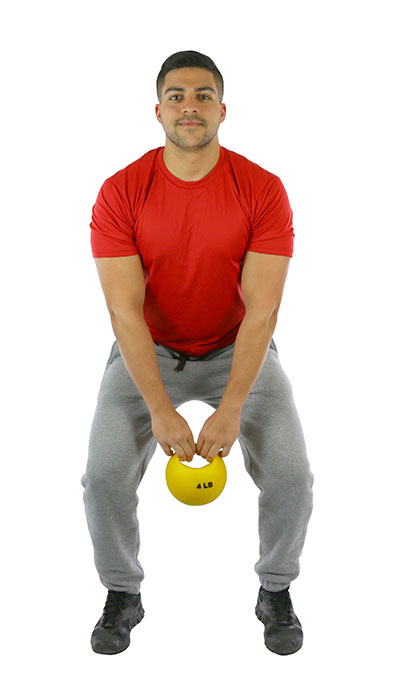 Fabrication CanDo 4 lb Rubber Shell One Handle Medicine Ball, Yellow