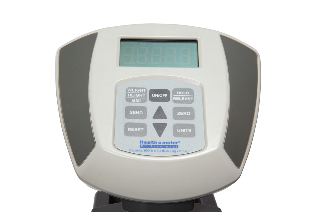 Health O Meter Professional 600 lb Heavy Duty Eye Level Digital Scale w/ Integral Digital Height Rod & Built-in Pelstar Wireless Technology