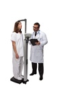 Health O Meter Professional 600 lb Heavy Duty Eye Level Digital Scale w/ Integral Digital Height Rod & Built-in Pelstar Wireless Technology