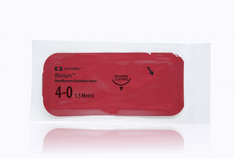 Medtronic Biosyn 18 inch 3/8 Circle Size 4-0 P-12 Monofilament Absorbable Suture, 12/Box