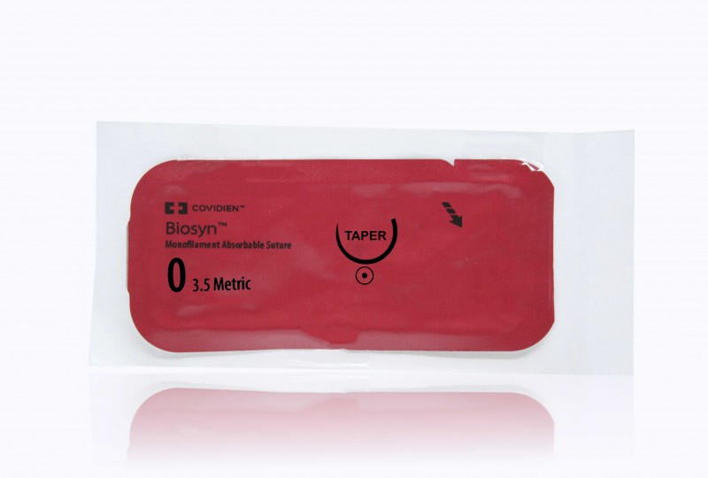 Medtronic Biosyn 30 inch 5/8 Circle Size 0 GU-46 Monofilament Absorbable Suture, Violet, 36/Box