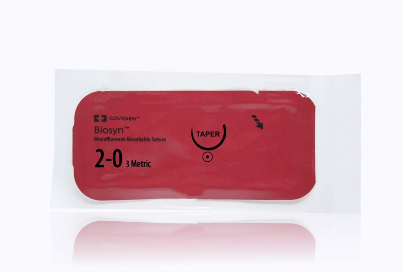 Medtronic Biosyn 30 inch 5/8 Circle Size 2-0 GU-46 Monofilament Absorbable Suture, 36/Box
