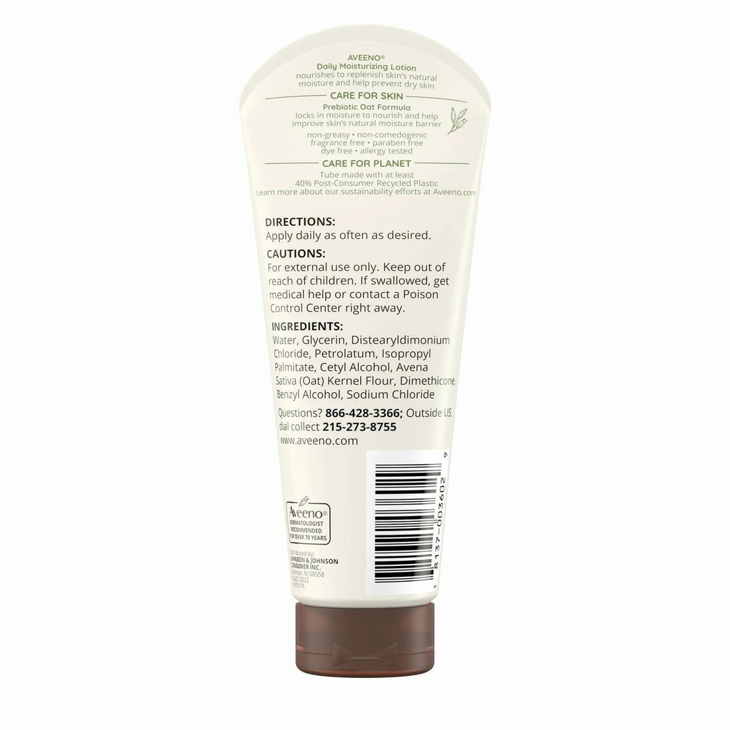 Johnson & Johnson Aveeno 2.5 oz Fragrance-Free Daily Moisturizing Body Lotion, 12/Case