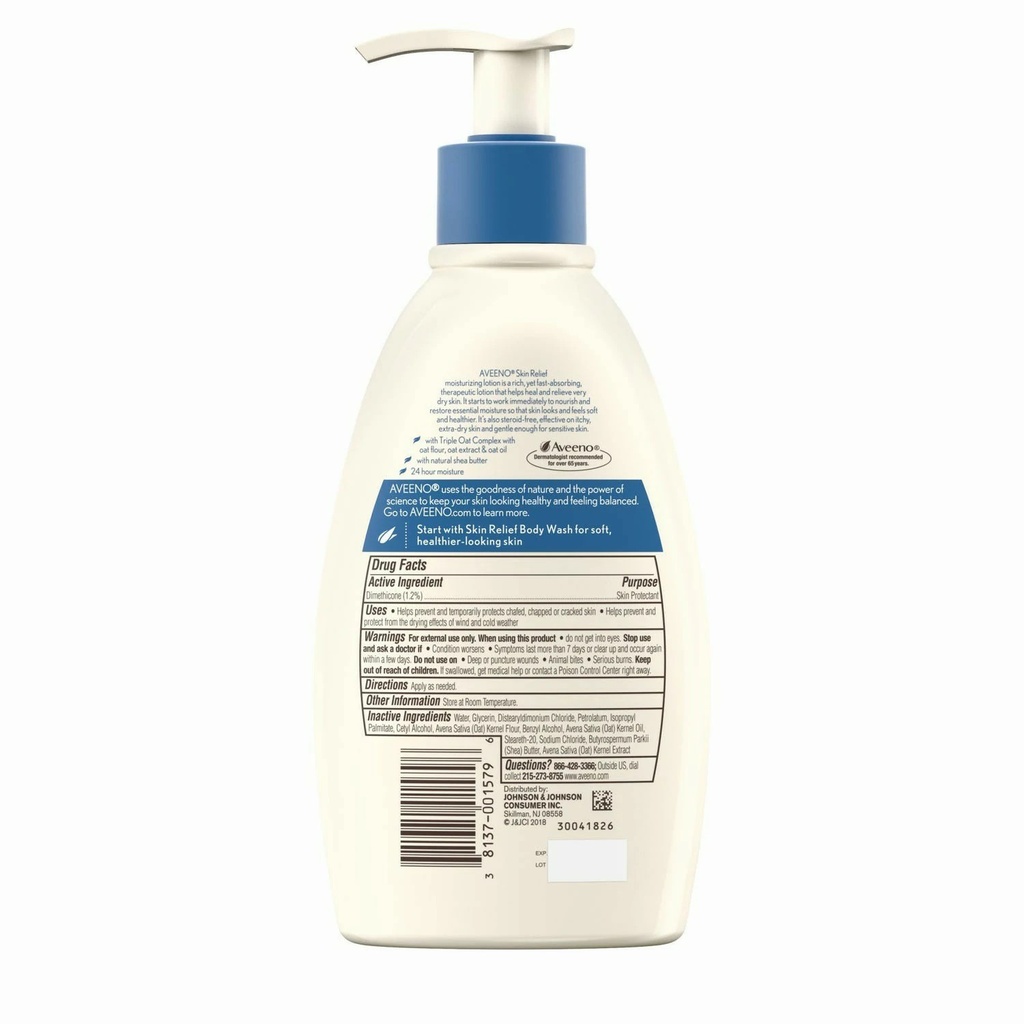 Johnson & Johnson Aveeno 12 fl oz Fragrance Free Skin Relief Moisturizing Lotion, 12/Case
