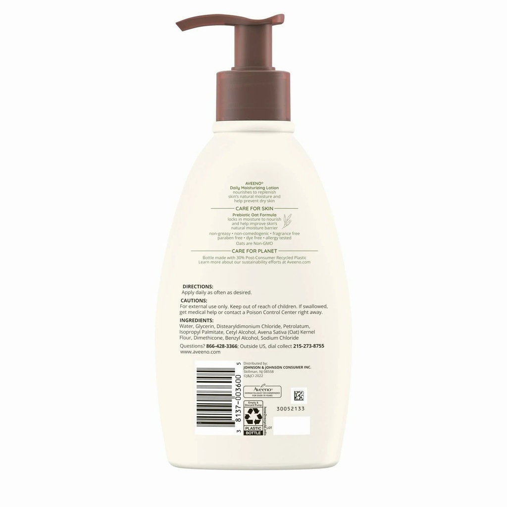 Johnson & Johnson Aveeno 12 fl oz Fragrance-Free Daily Moisturizing Body Lotion, 12/Case