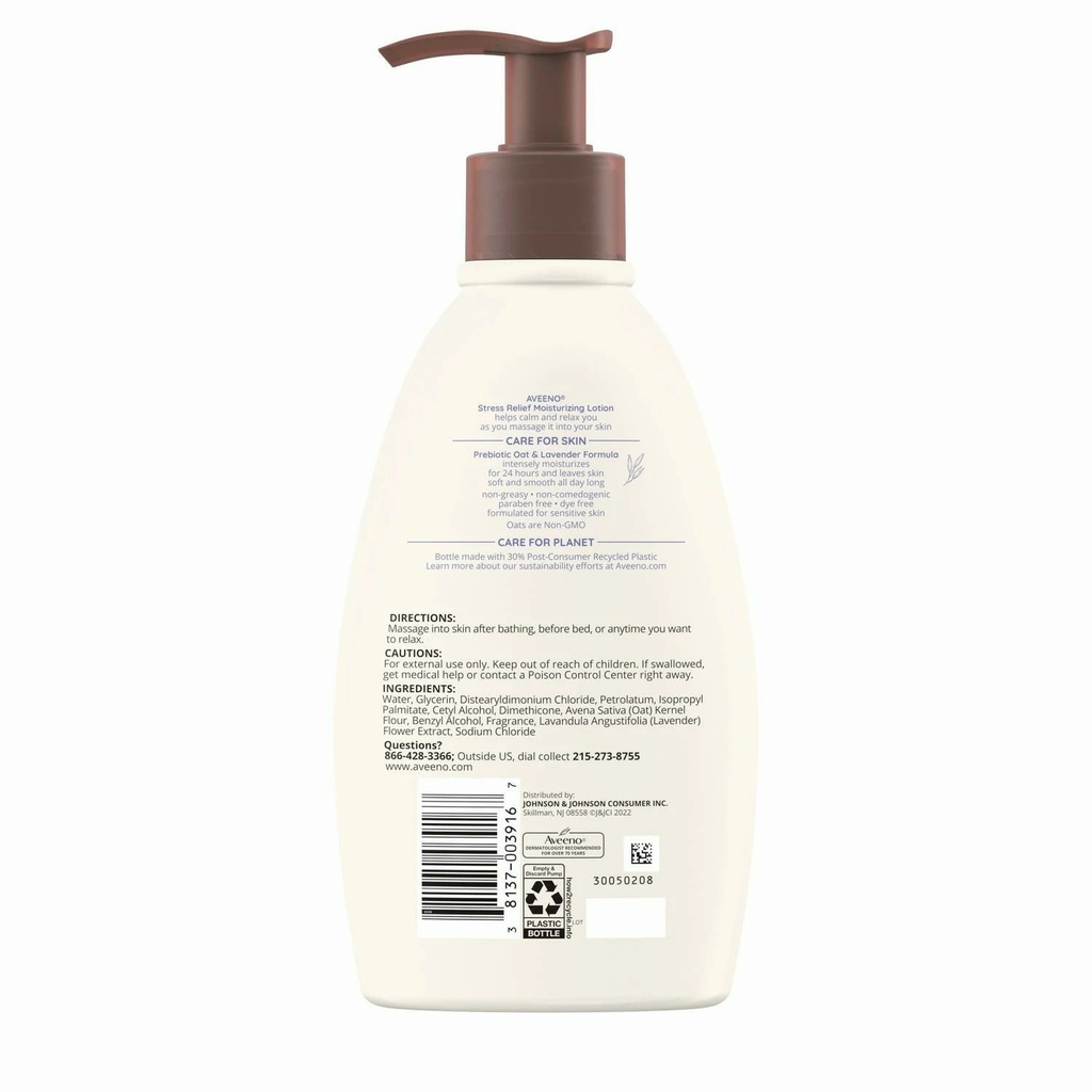 Johnson & Johnson Aveeno 12 fl oz Lavender Stress Relief Moisturizing Lotion, 12/Case