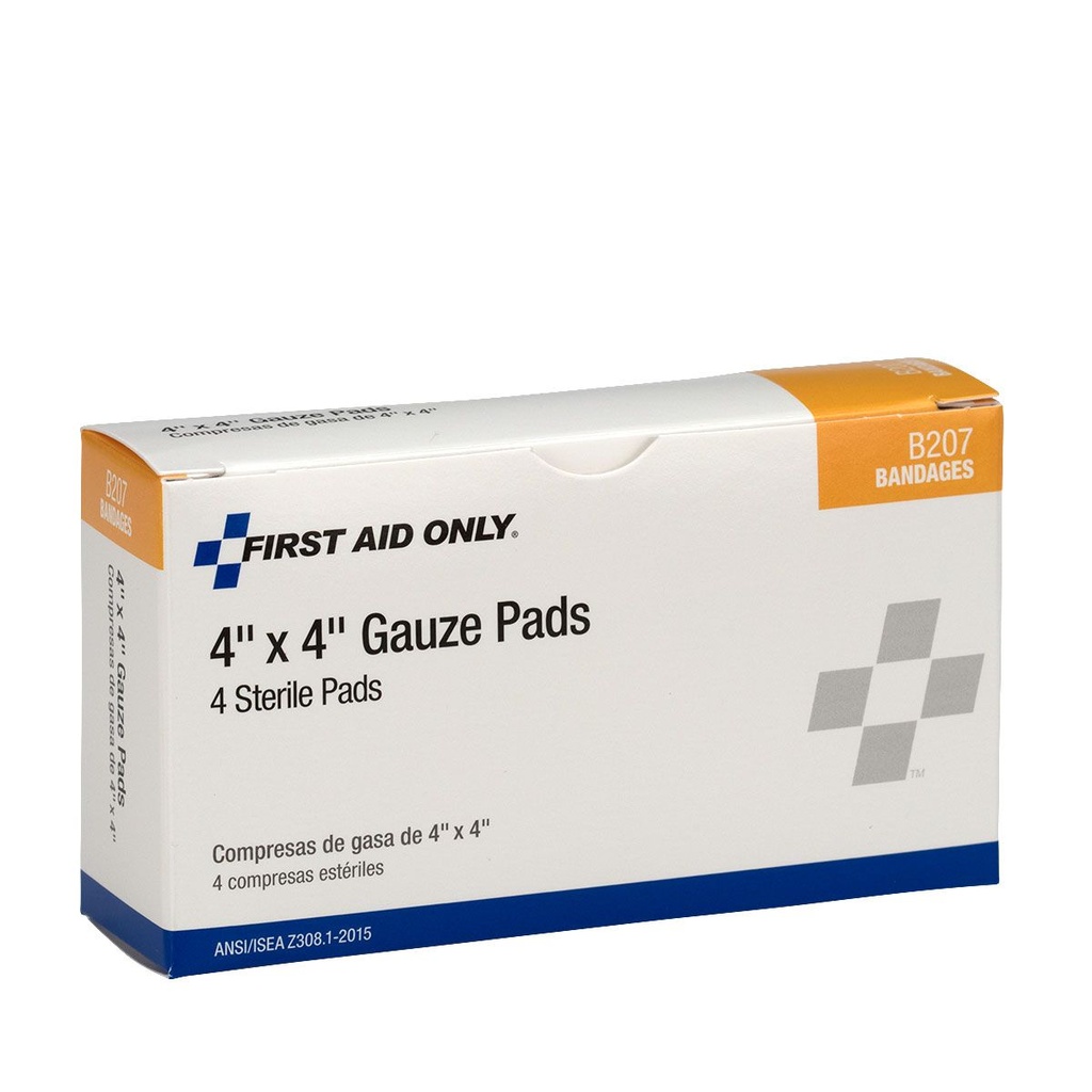 First Aid Only 4 inch x 4 inch Sterile Gauze Pad, 4/Box