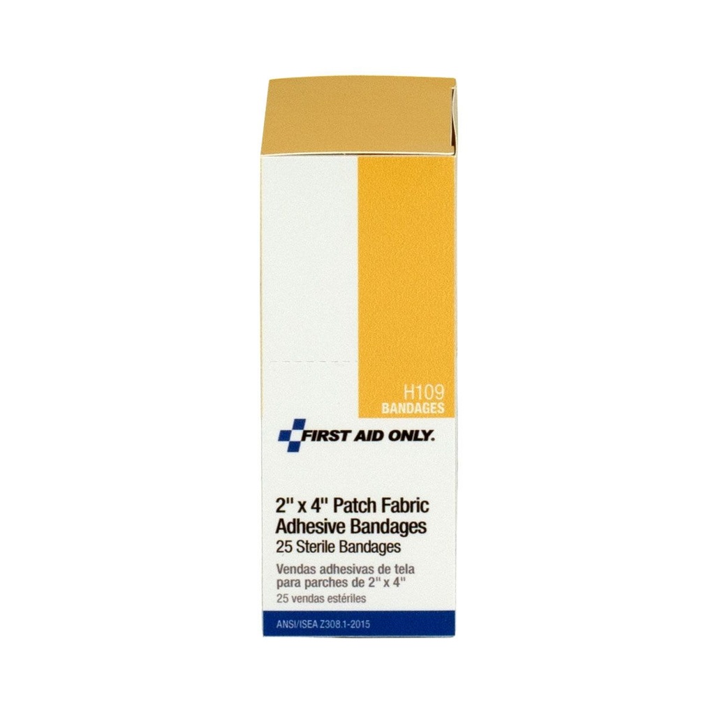 First Aid Only 2 inch x 4 inch Patch Fabric Adhesive Bandage, 25/Box