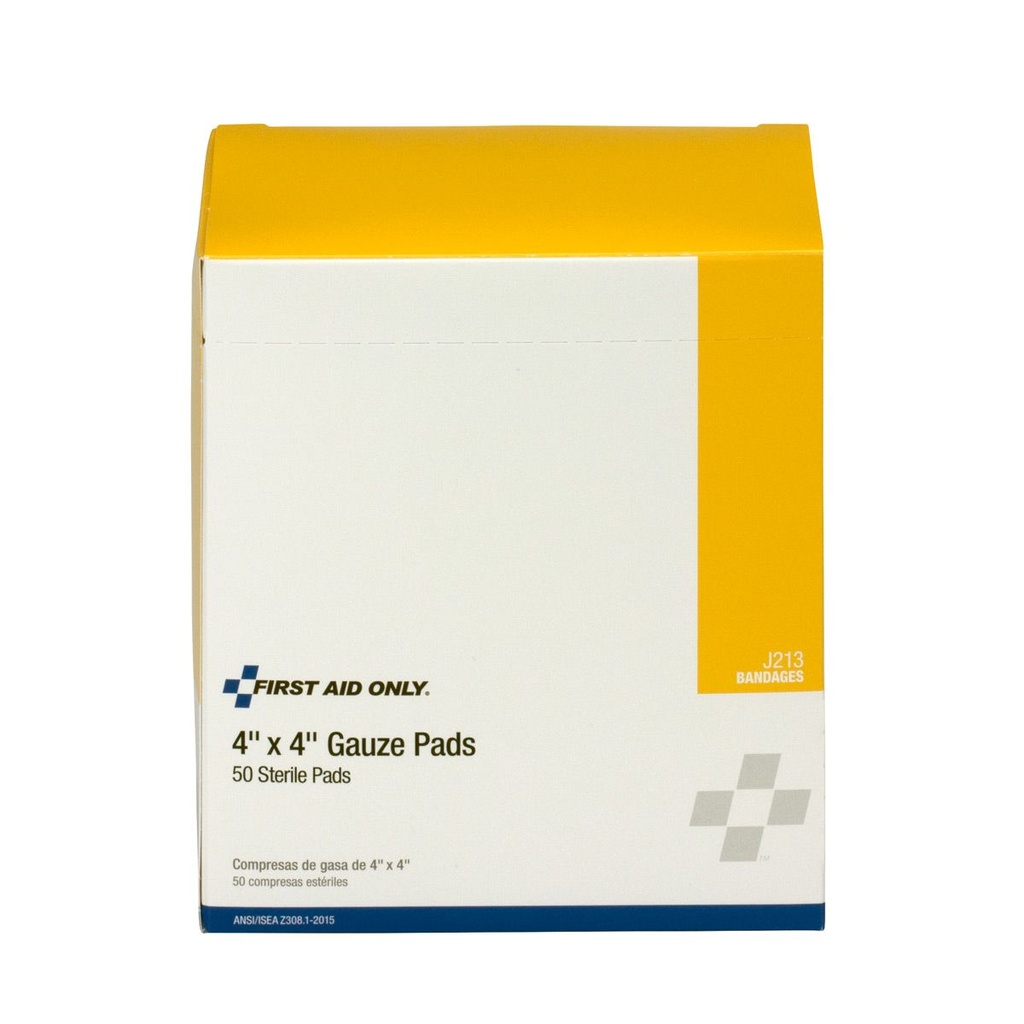 First Aid Only 4 inch x 4 inch Sterile Gauze Pad, 50/Box