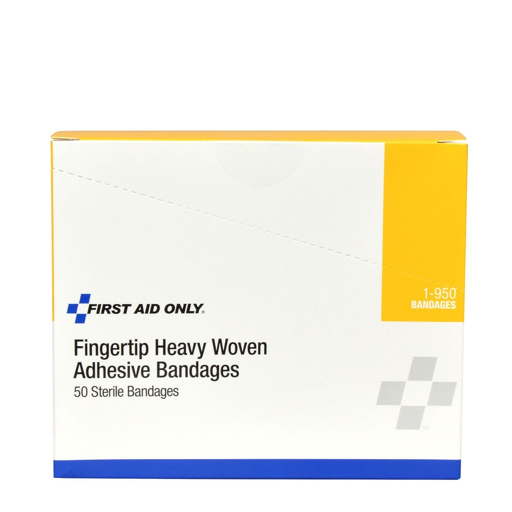 First Aid Only Heavy Woven Fabric Fingertip Adhesive Bandage, 50/Box