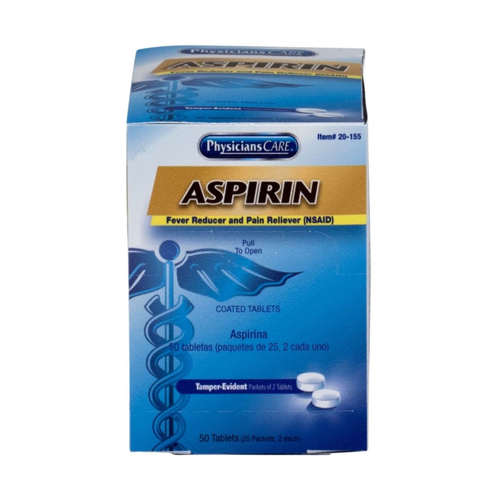 First Aid Only PhysiciansCare 325 mg Aspirin Tablet, 50/Box