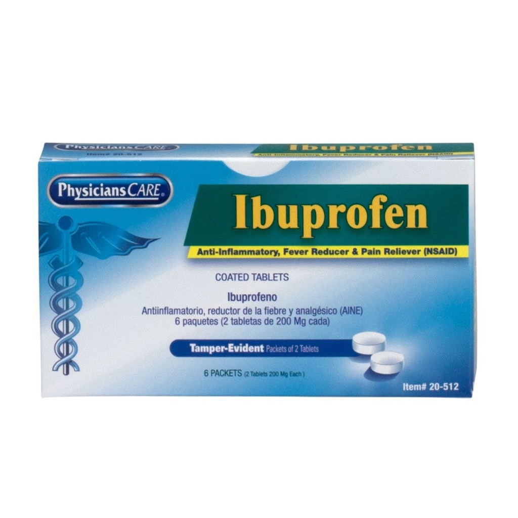 First Aid Only PhysiciansCare 200 mg Ibuprofen Tablet, 12/Box