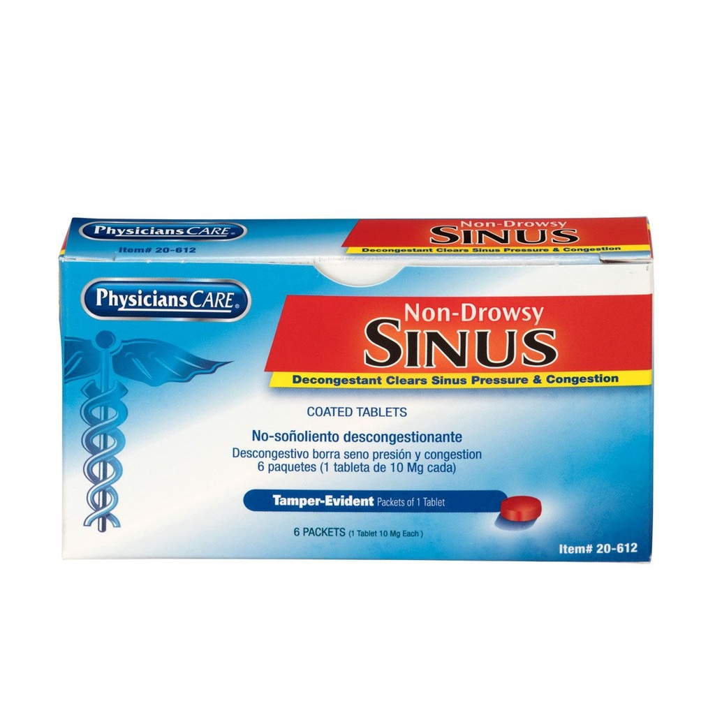 First Aid Only PhysiciansCare 10 mg Sinus Tablet, 6/Box