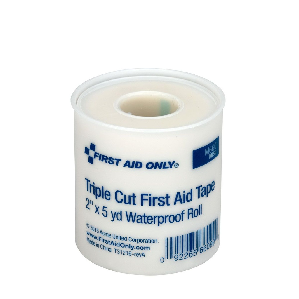 First Aid Only 2 inch x 5 Yd. Triple Cut Waterproof First Aid Tape Roll, 6/Box