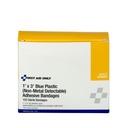 First Aid Only 1 inch x 3 inch Sterile Plastic Bandage, Blue, 100/Box