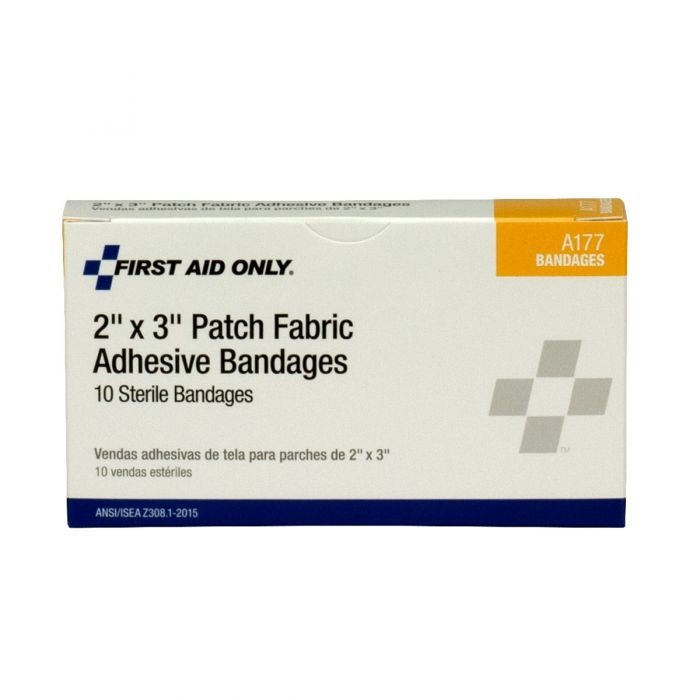 First Aid Only 2 inch x 3 inch Patch Heavy Woven Fabric Bandage, 10/Box