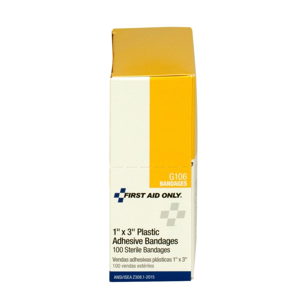 First Aid Only 1 inch x 3 inch Sterile Adhesive Plastic Bandage, 100/Box