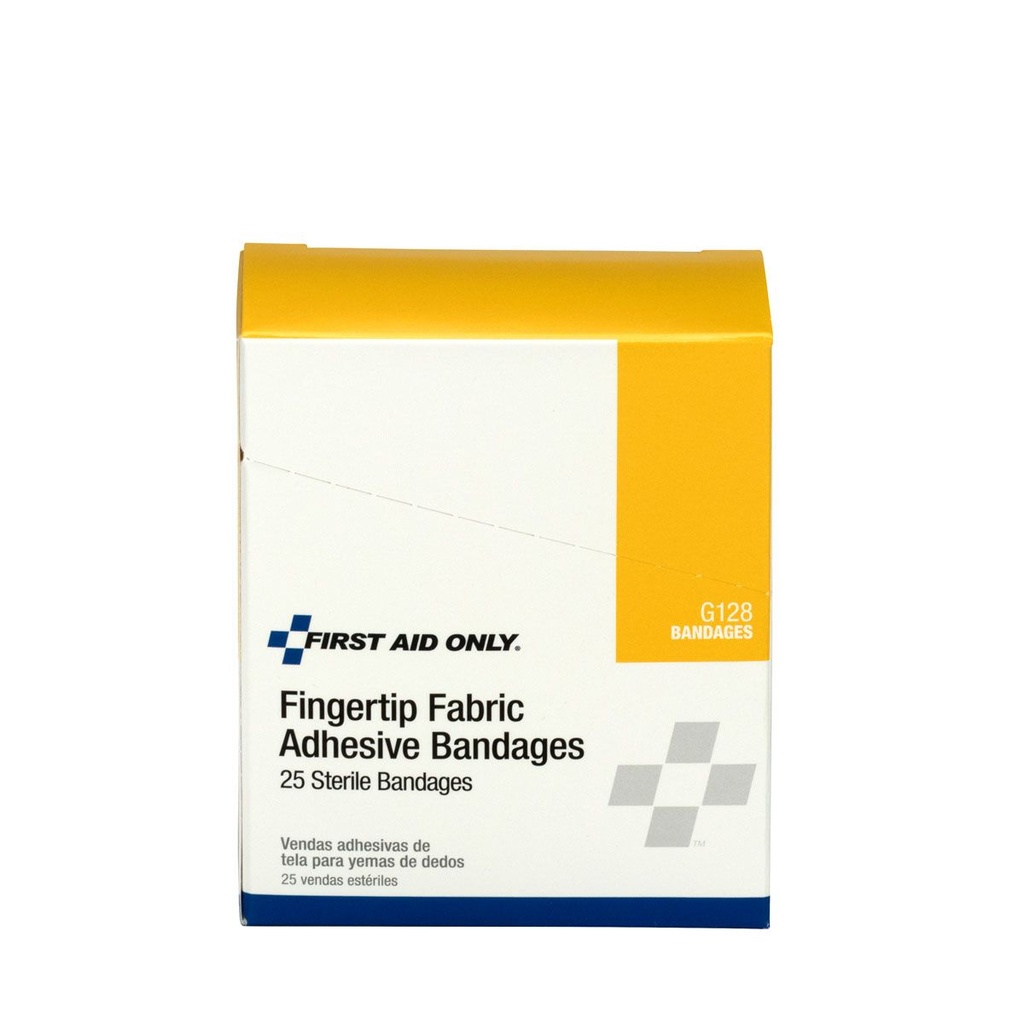 First Aid Only Heavy Woven Fabric Fingertip Adhesive Bandage, 25/Box