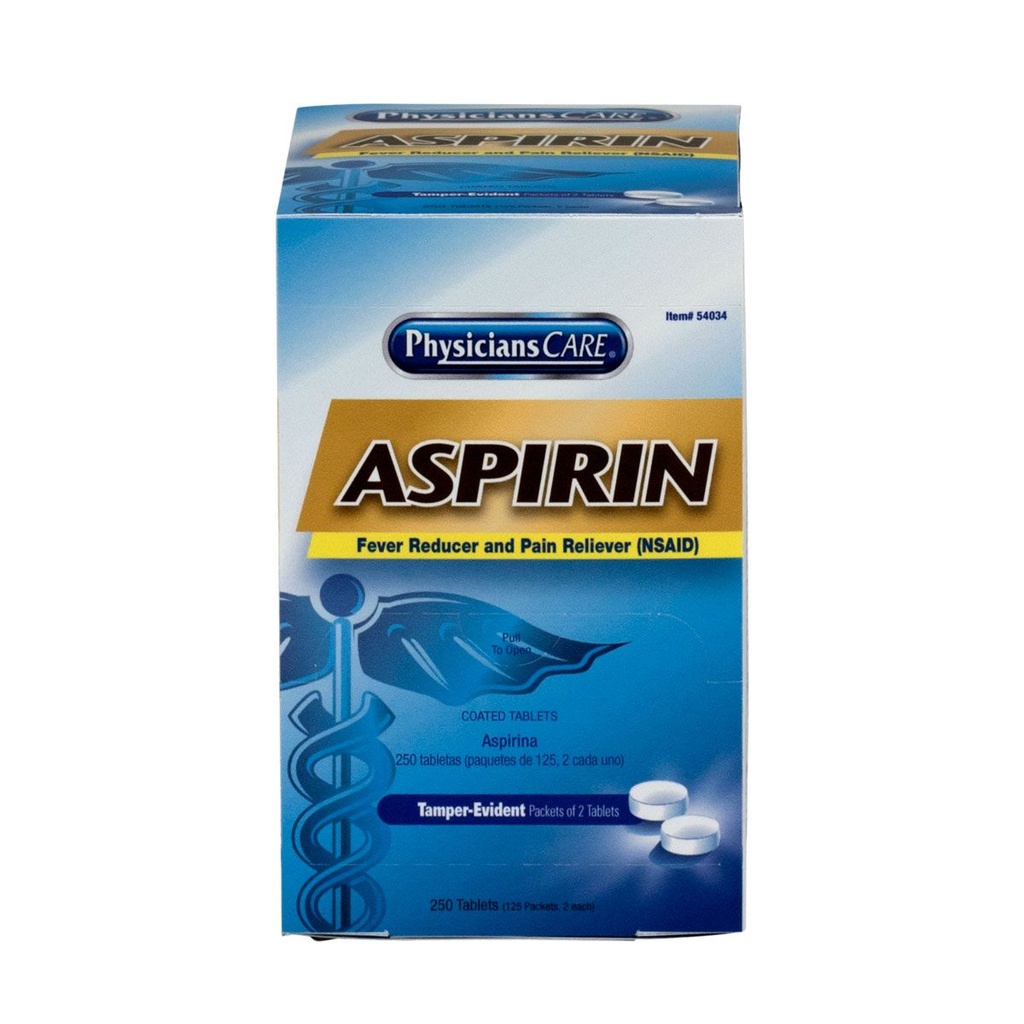 First Aid Only PhysiciansCare 325 mg Aspirin Tablet, 250/Box