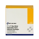 First Aid Only 1 inch x 3 inch Metal Detectable Fabric Bandage, Blue, 100/Box